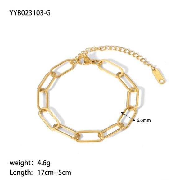 Paperclip Stainless Steel 18K Gold Plated Necklace and Bracelet - Picture 2 of 3